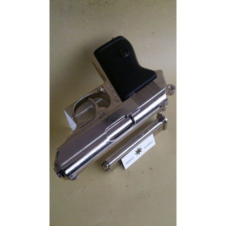 WALTHER PPK, NÍQUEL,CACHAS NEGRAS,DENIX